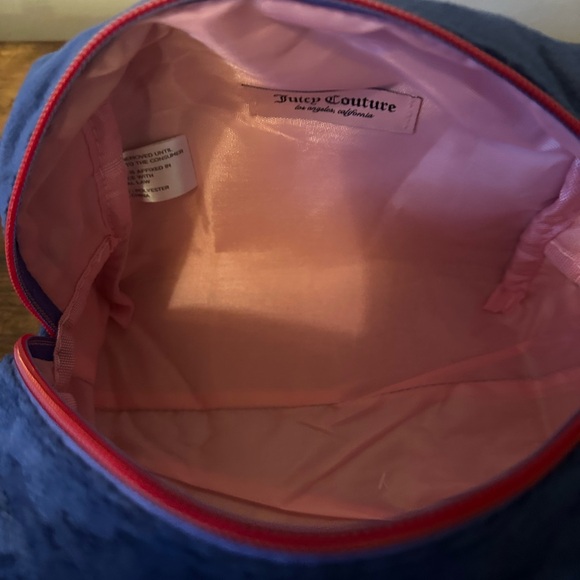 Juicy Couture Royal Blue Cosmetic Bag with Red Floral Design Red Zipper NWT - Picture 5 of 5